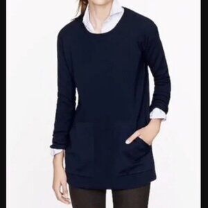 J.Crew Merino Wool Pocket Tunic Sweater Blue Medium M